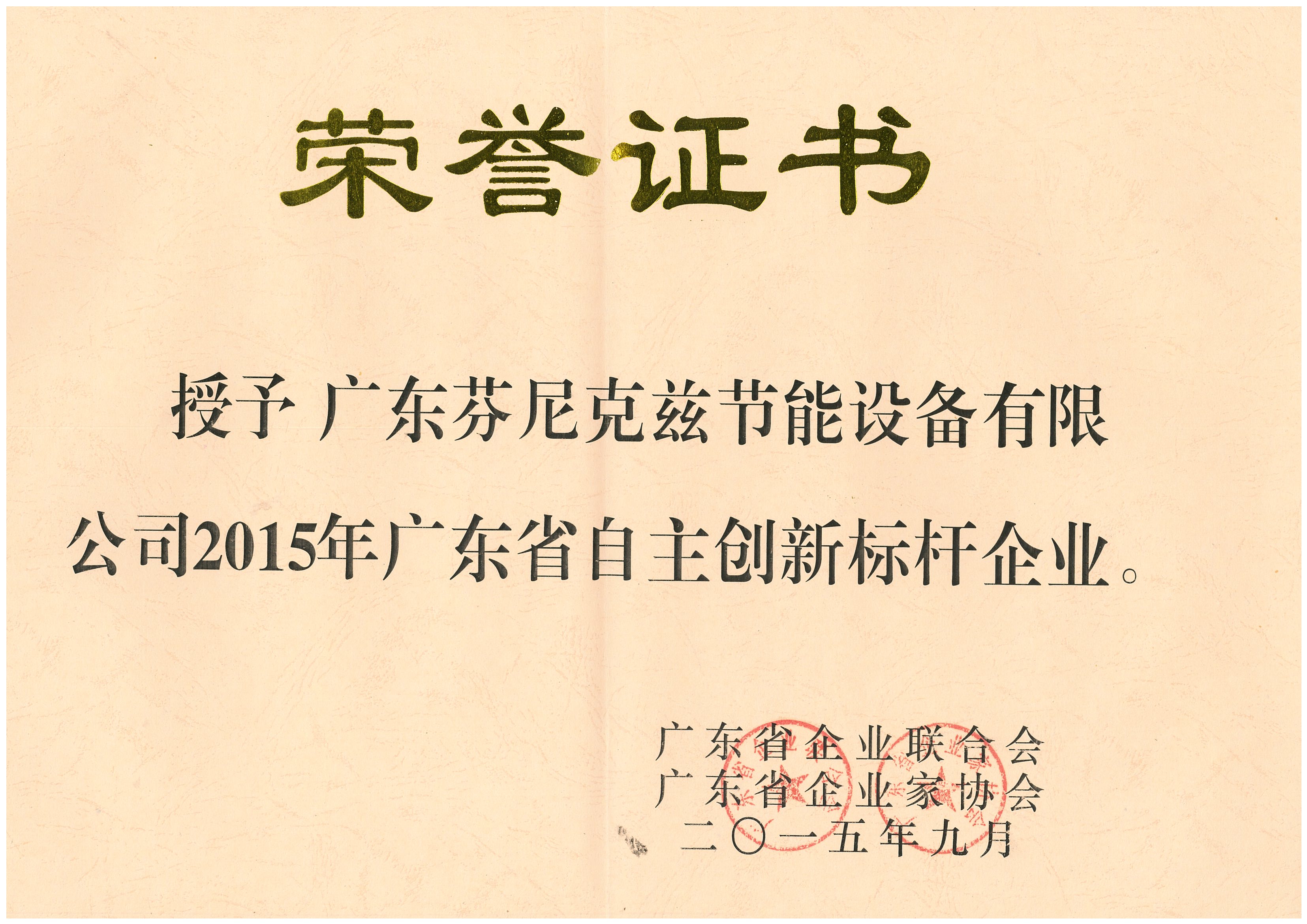 2015年广东省自主创新标杆企业证书.jpg